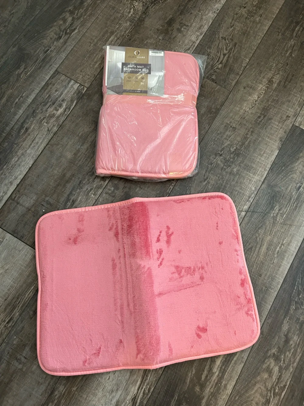 Clara Clark Plush Bath Mat Set in Rose 17x14